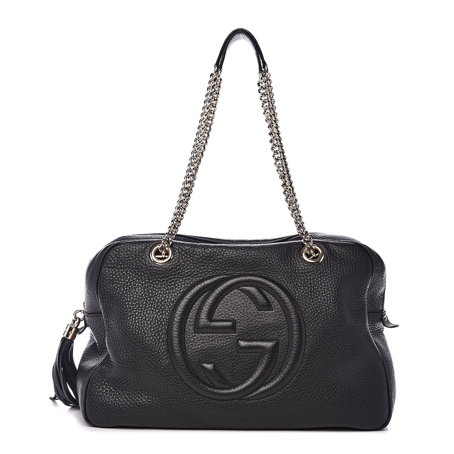 gucci pebbled calfskin medium soho chain shoulder bag black