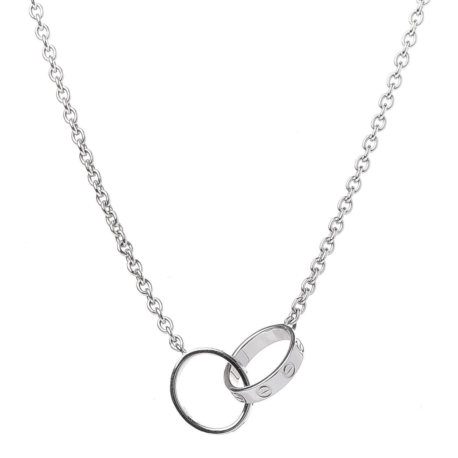 CARTIER 18K White Gold Interlocking LOVE Necklace 397776