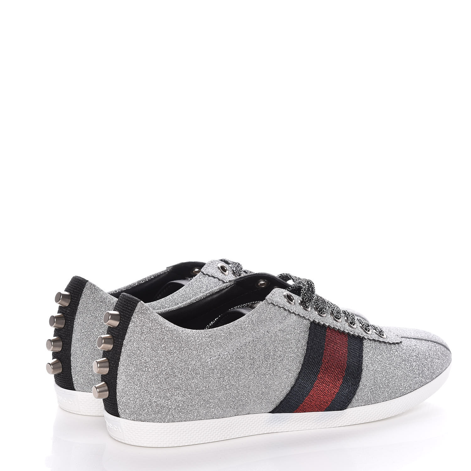 gucci glitter web sneaker with studs black