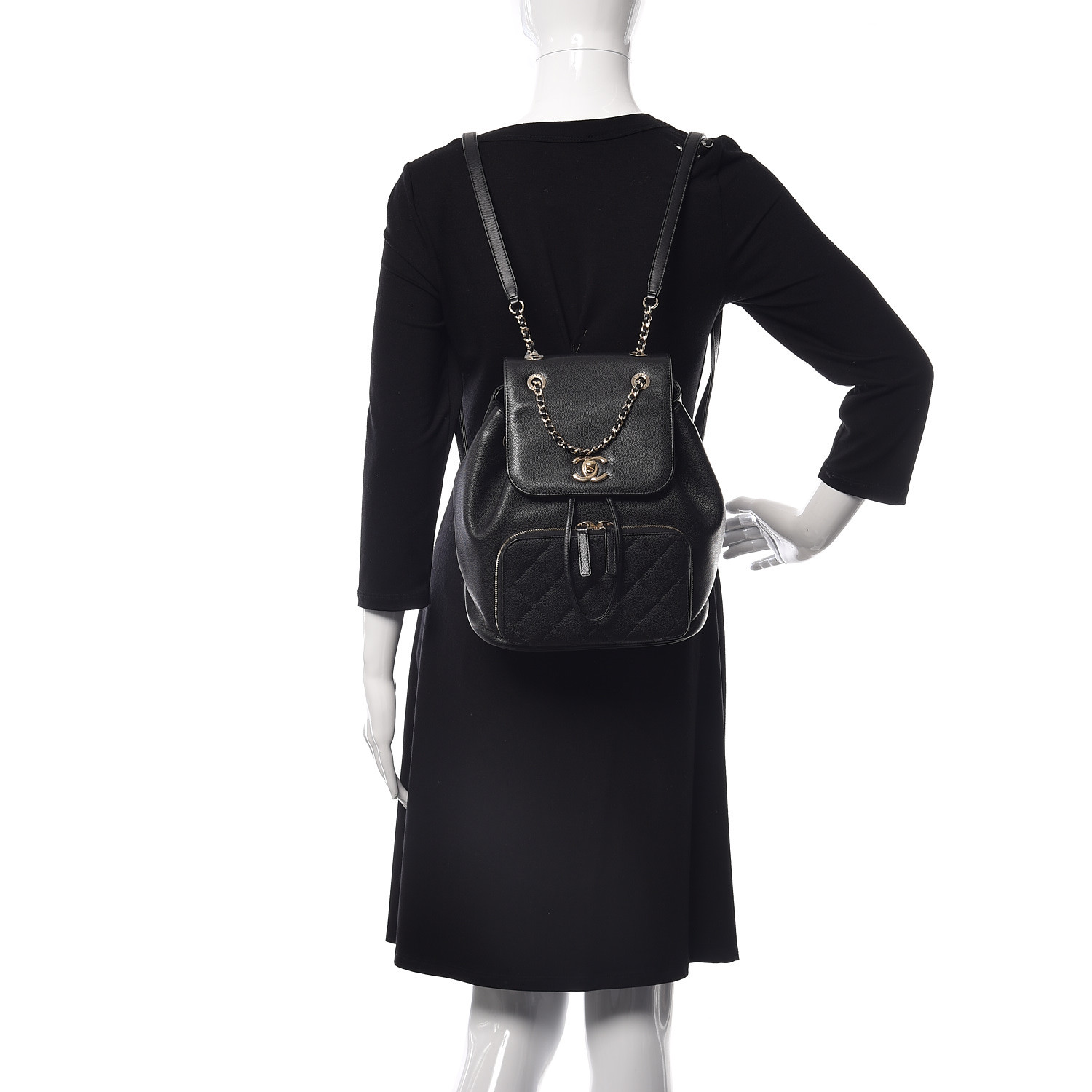 CHANEL Caviar Quilted Business Affinity Backpack Black 322167