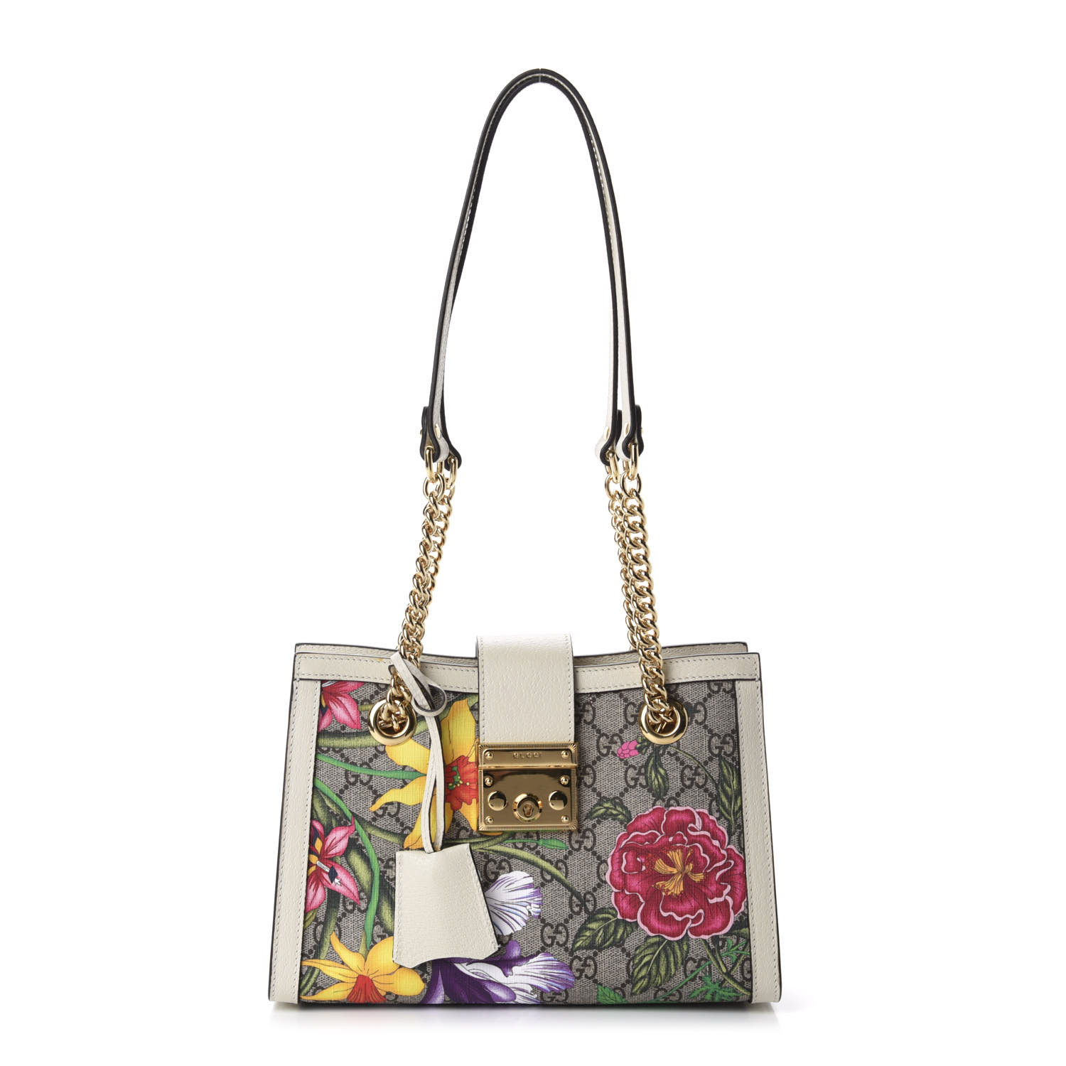 gucci ladies padlock gg flora shoulder bag