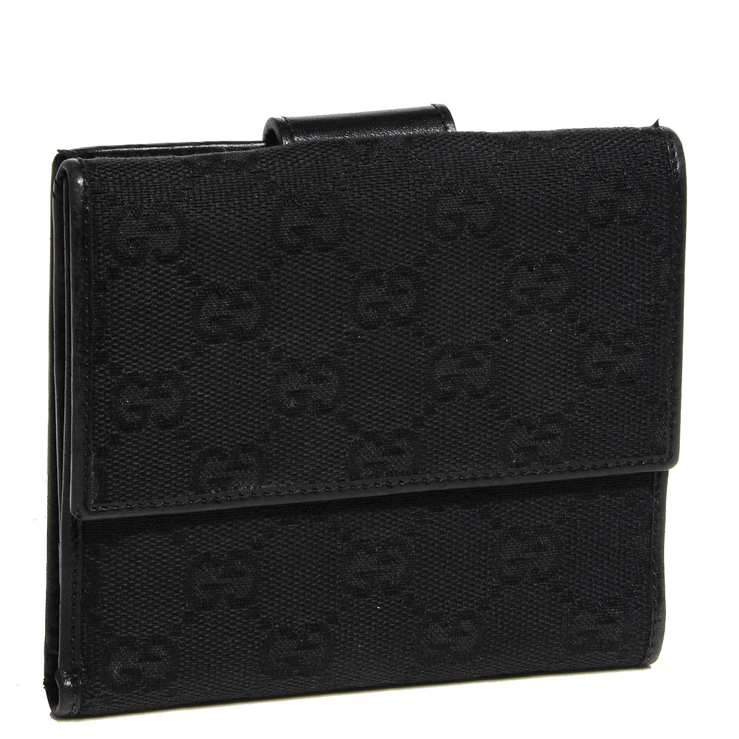 GUCCI Monogram Compact Wallet Black 96398 | FASHIONPHILE