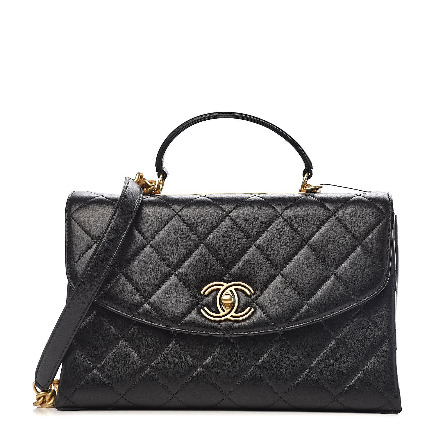 CHANEL Lambskin Quilted Large Top Handle Bag Bag 530960