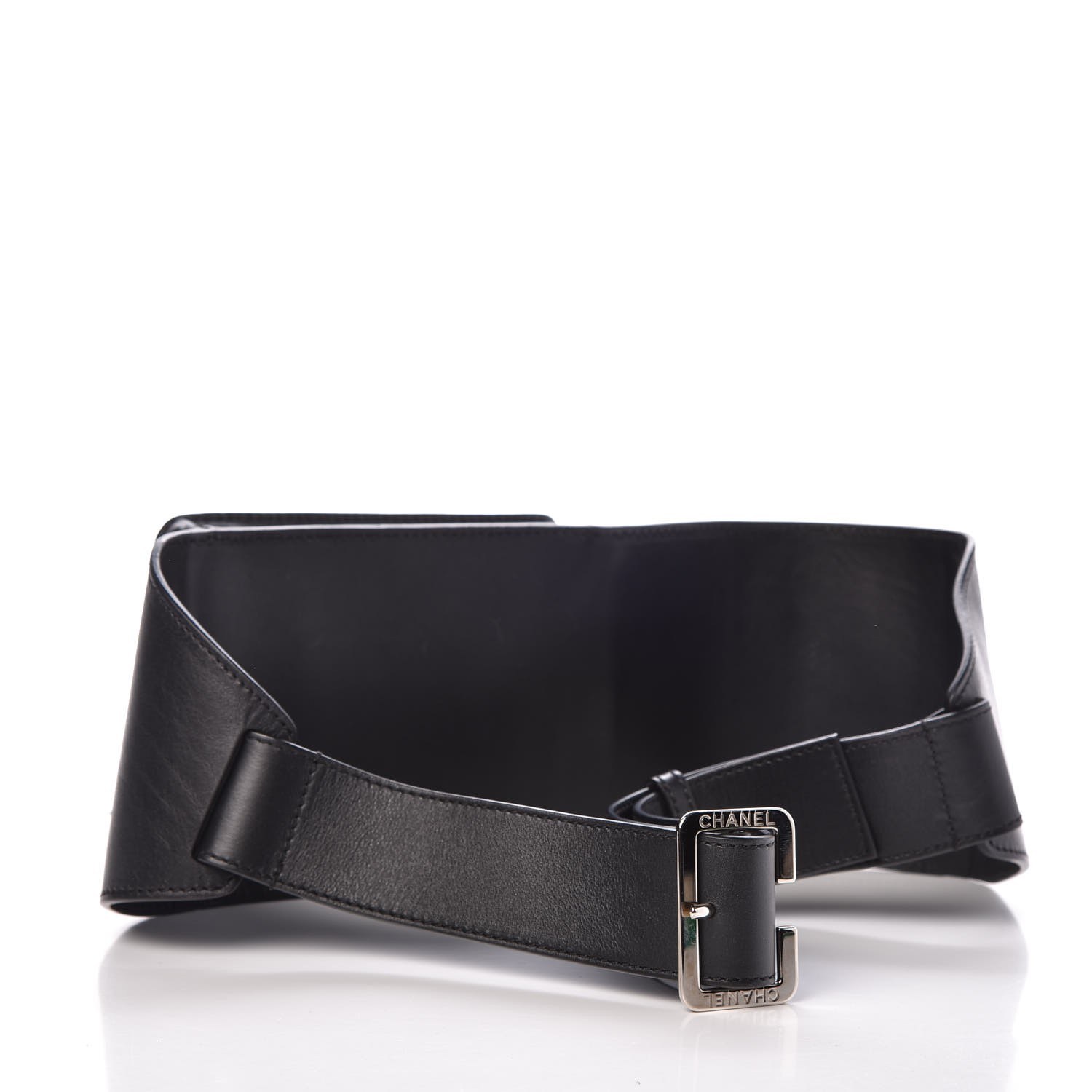 CHANEL Calfskin Stitched Belt Bag Black 302876
