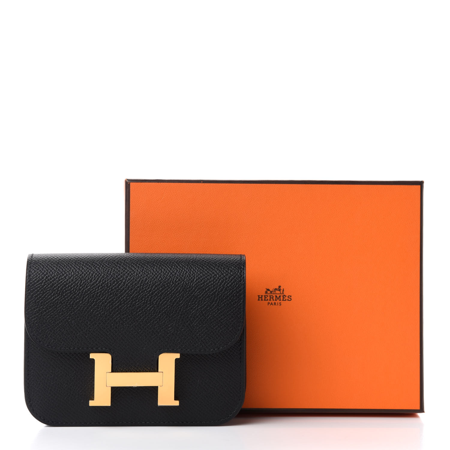 HERMES Epsom Constance Slim Wallet Black 698565 | FASHIONPHILE