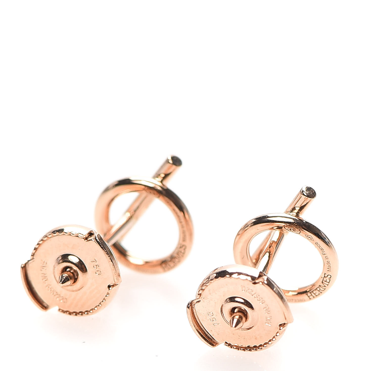 HERMES 18K Rose Gold PM Echappee Earrings 687174 FASHIONPHILE