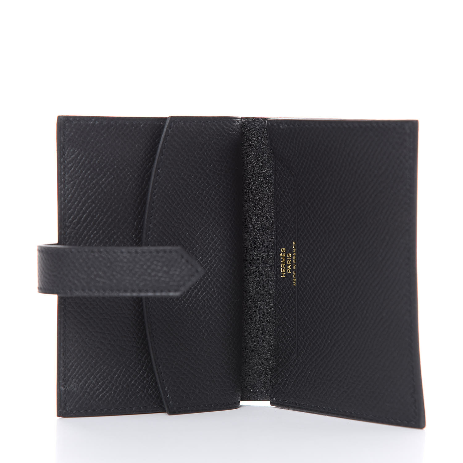 HERMES Epsom Bearn Card Holder Wallet Black 426822 | FASHIONPHILE
