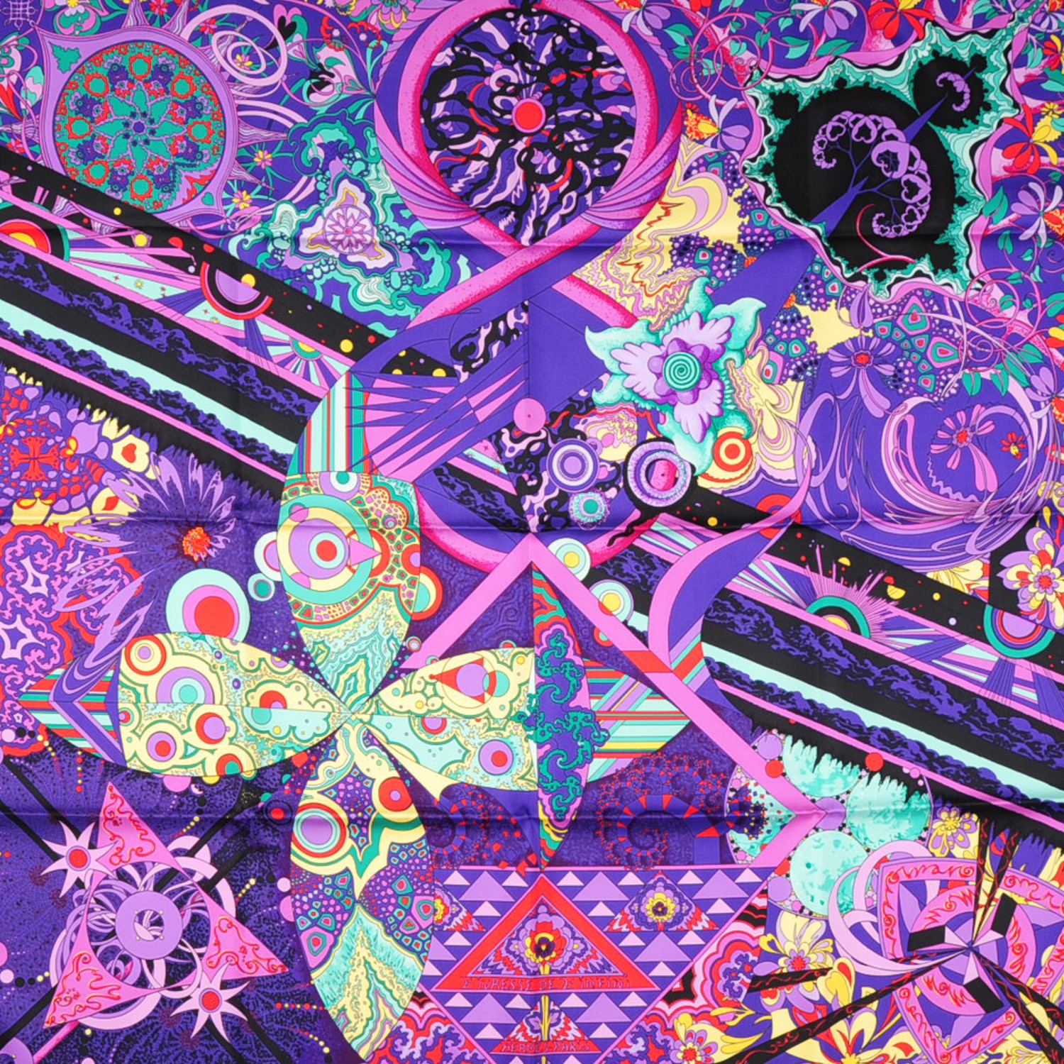 Hermes Silk L Ivresse De L Infini Scarf 90 Ultraviolet Cyclamen Vert Fashionphile