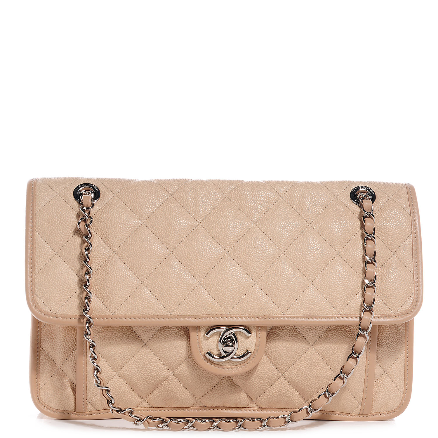 CHANEL Caviar French Riviera Large Flap Beige 62278