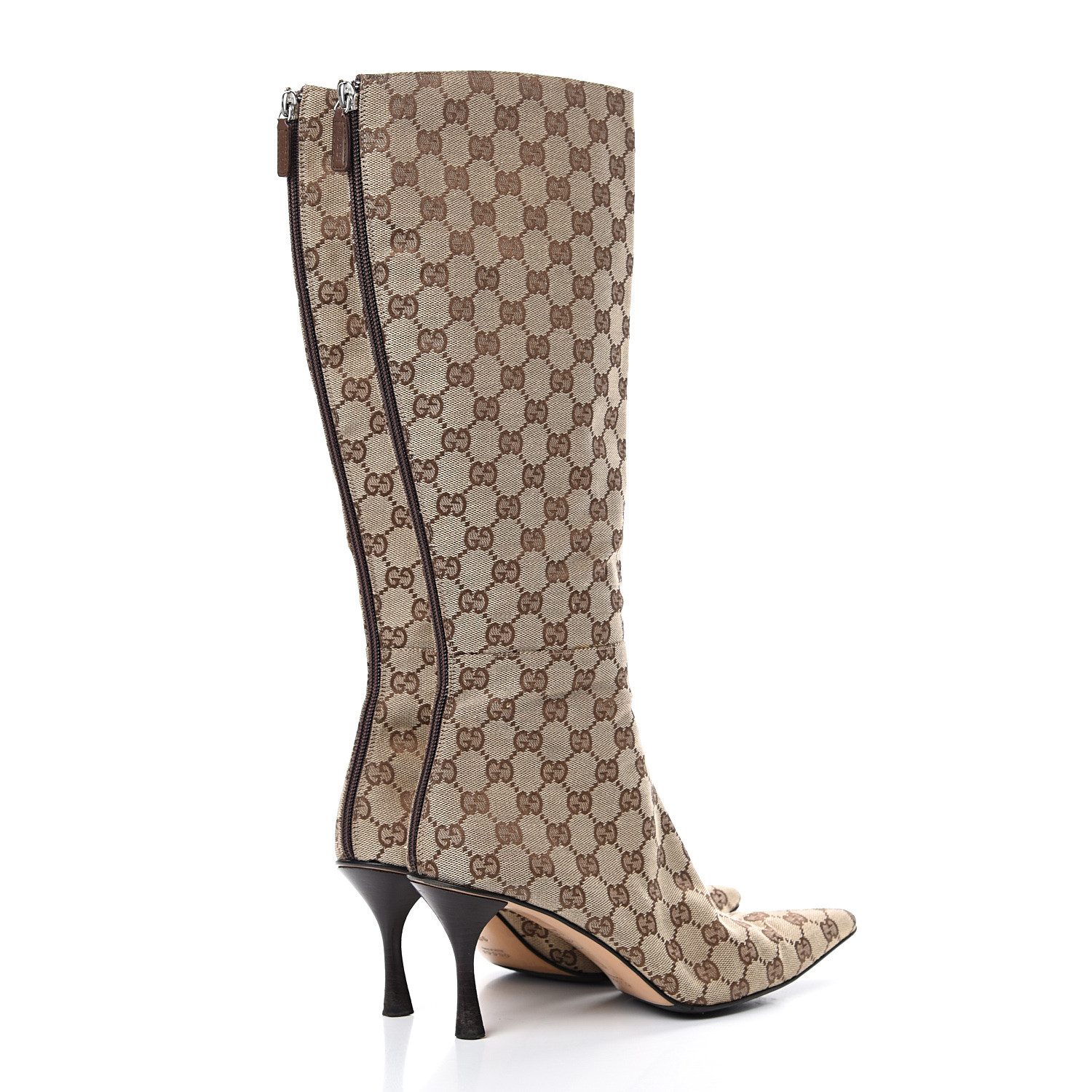 GUCCI Monogram Womens Tall Boots 9 Brown 569954 | FASHIONPHILE