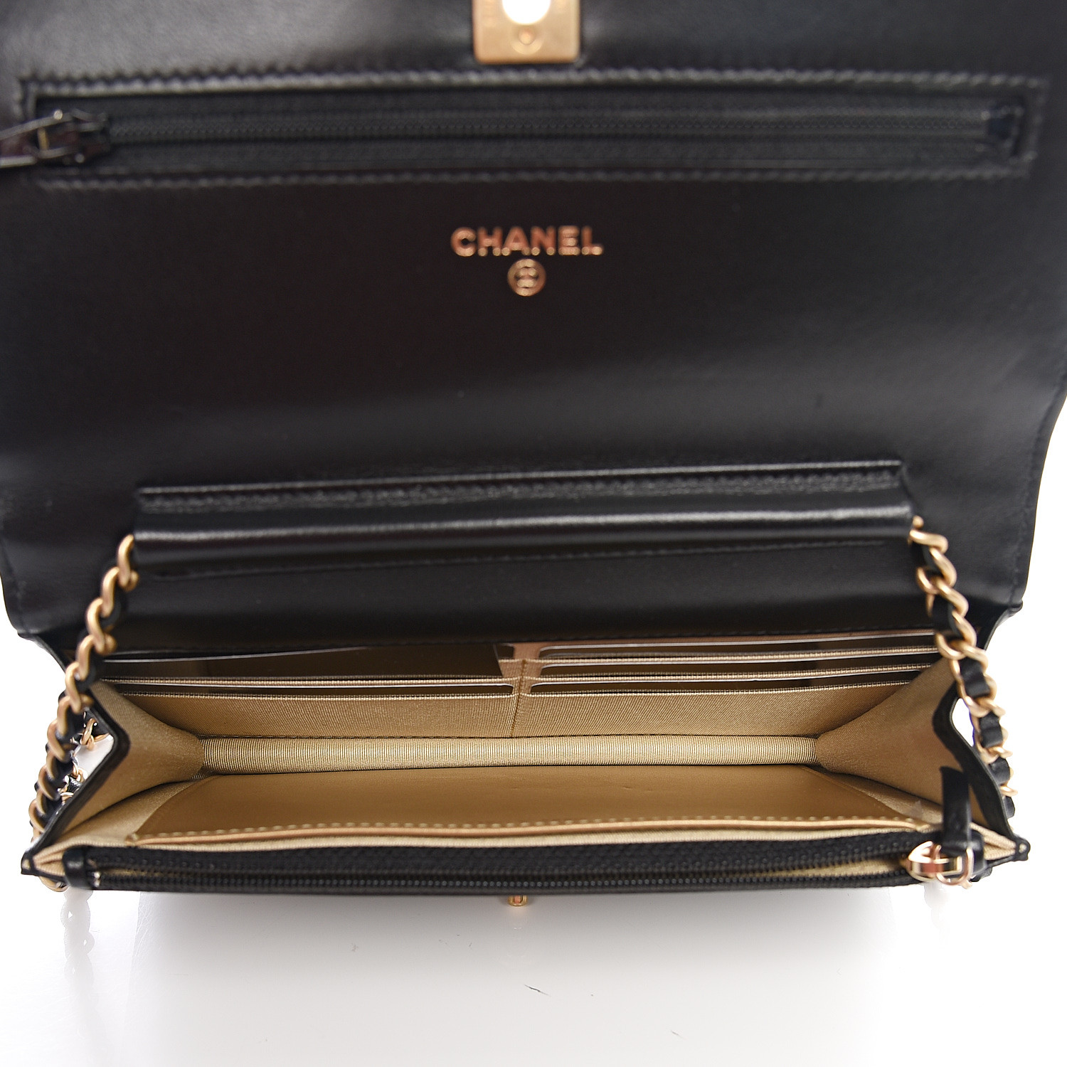 CHANEL Lambskin Quilted CC Pearl Crush Wallet on Chain WOC Black 570164 ...