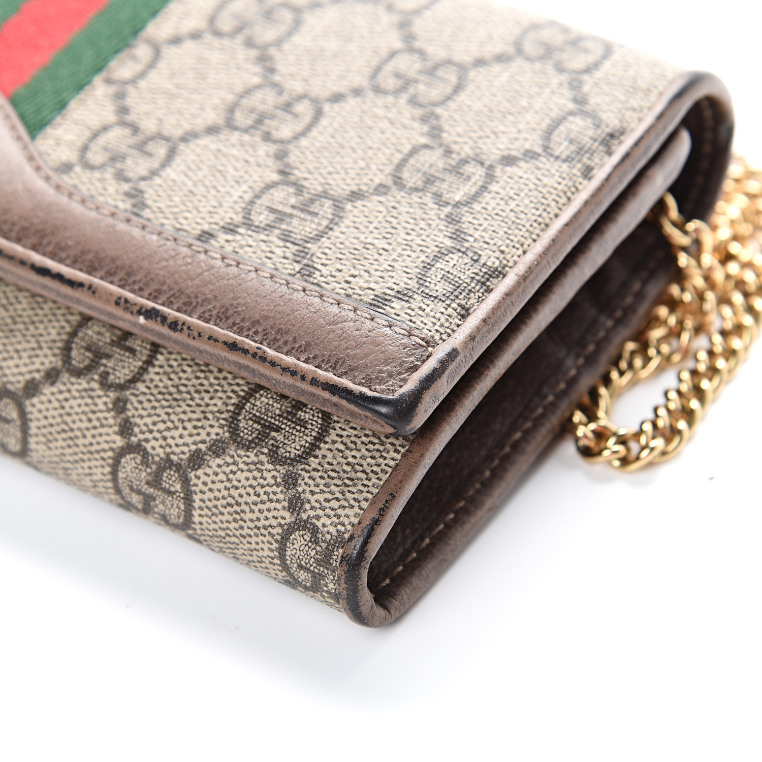 GUCCI GG Supreme Monogram Web Ophidia Wallet On Chain Brown 570507 ...