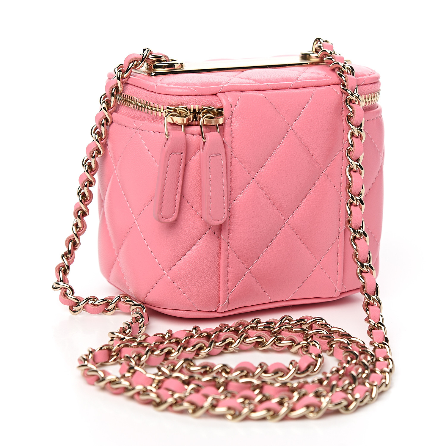 CHANEL Lambskin Quilted Mini Vanity Case With Chain Pale Pink 569223