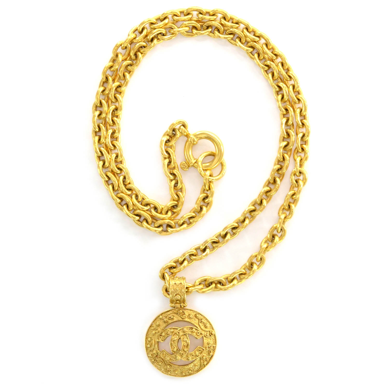 CHANEL CC Medallion Chain Necklace Gold 39231