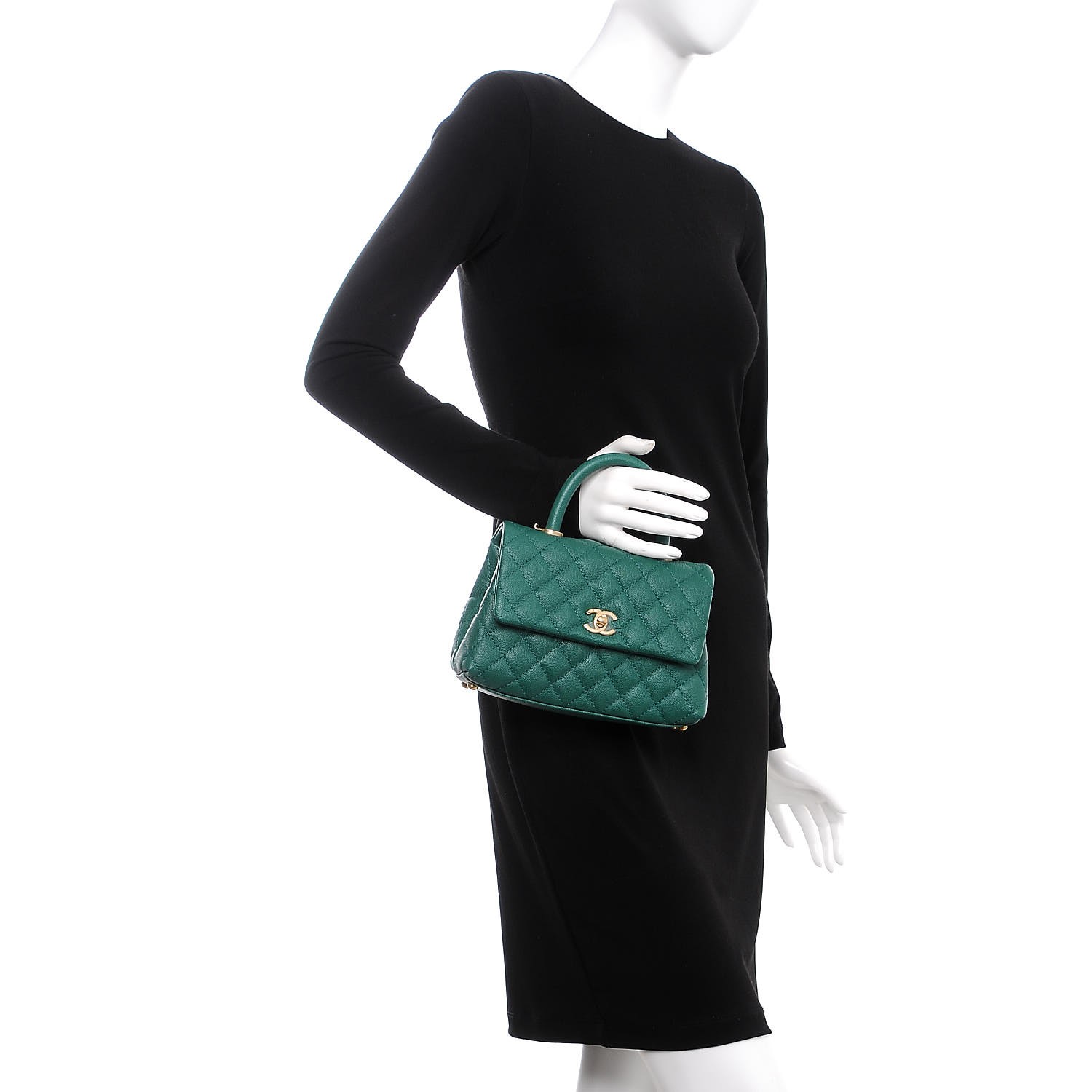 Chanel Caviar Quilted Mini Coco Handle Flap Green 2656