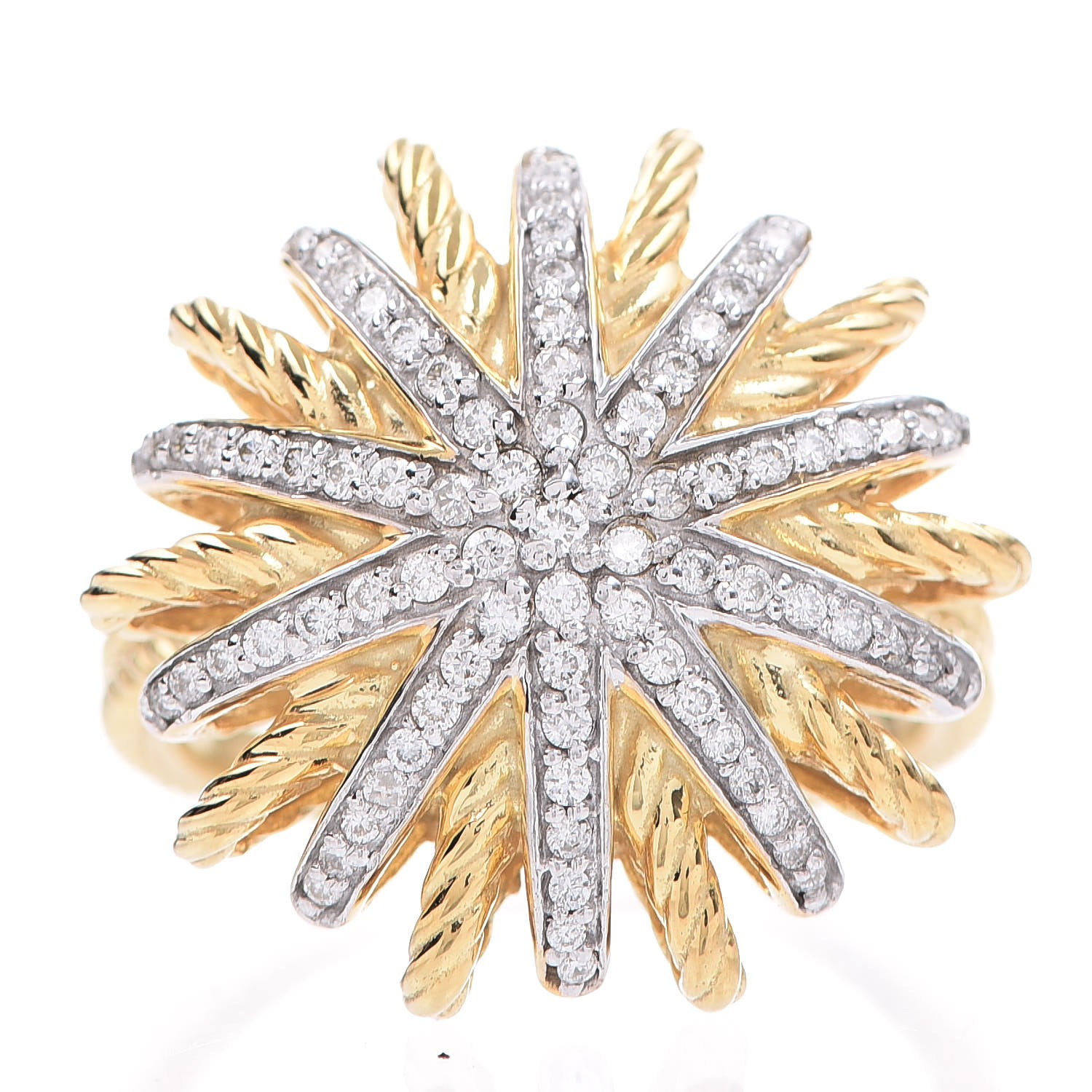 DAVID YURMAN 18K Yellow Gold Diamond 22mm Starburst Ring 54.5 7 299702 ...