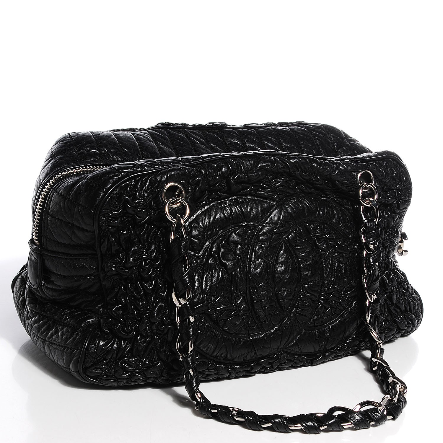 Chanel Lambskin Astrakhan Bowler Black