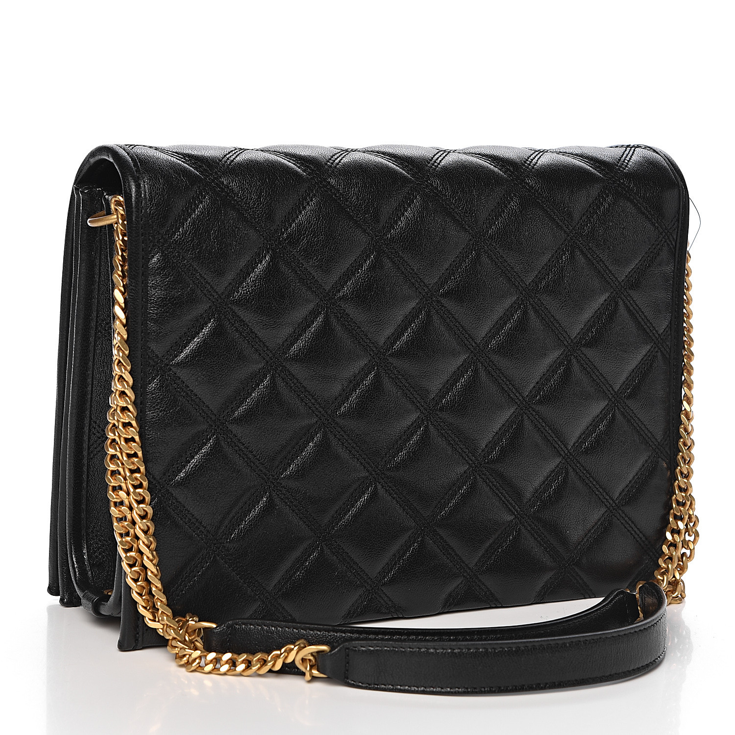 SAINT LAURENT Lambskin Quilted Small Becky Chain Bag Black 476542