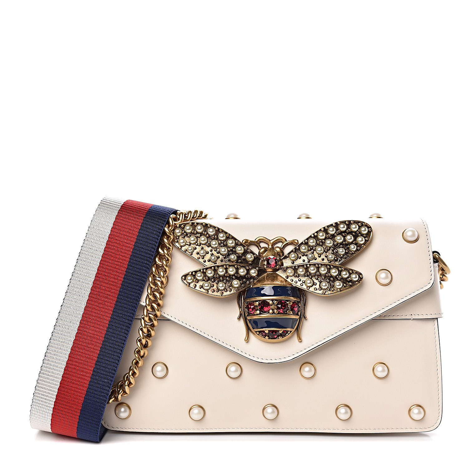 gucci broadway pearly bee shoulder bag