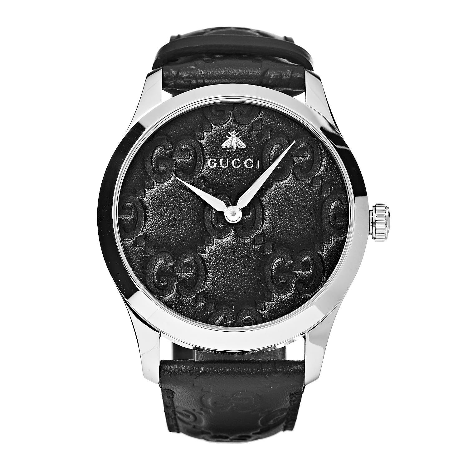 Gucci Stainless Steel Guccissima 38mm G Timeless Quartz Watch Black 450692 2492