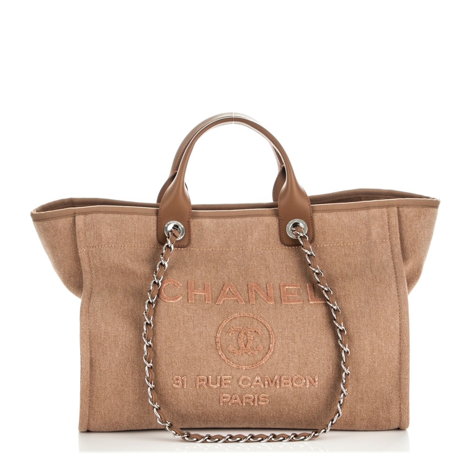 CHANEL Canvas Sequin Large Deauville Tote Ecru 181646