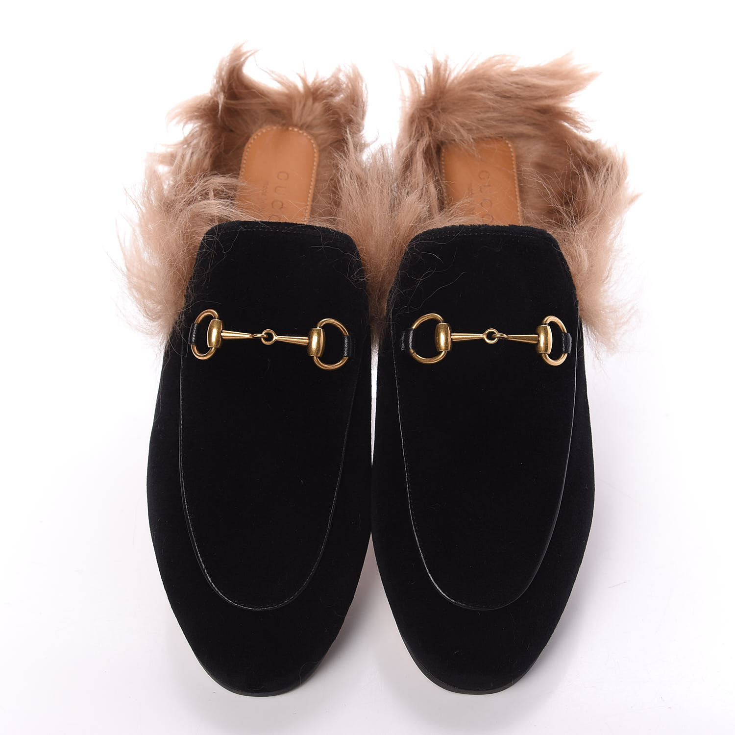 gucci fur slides women's