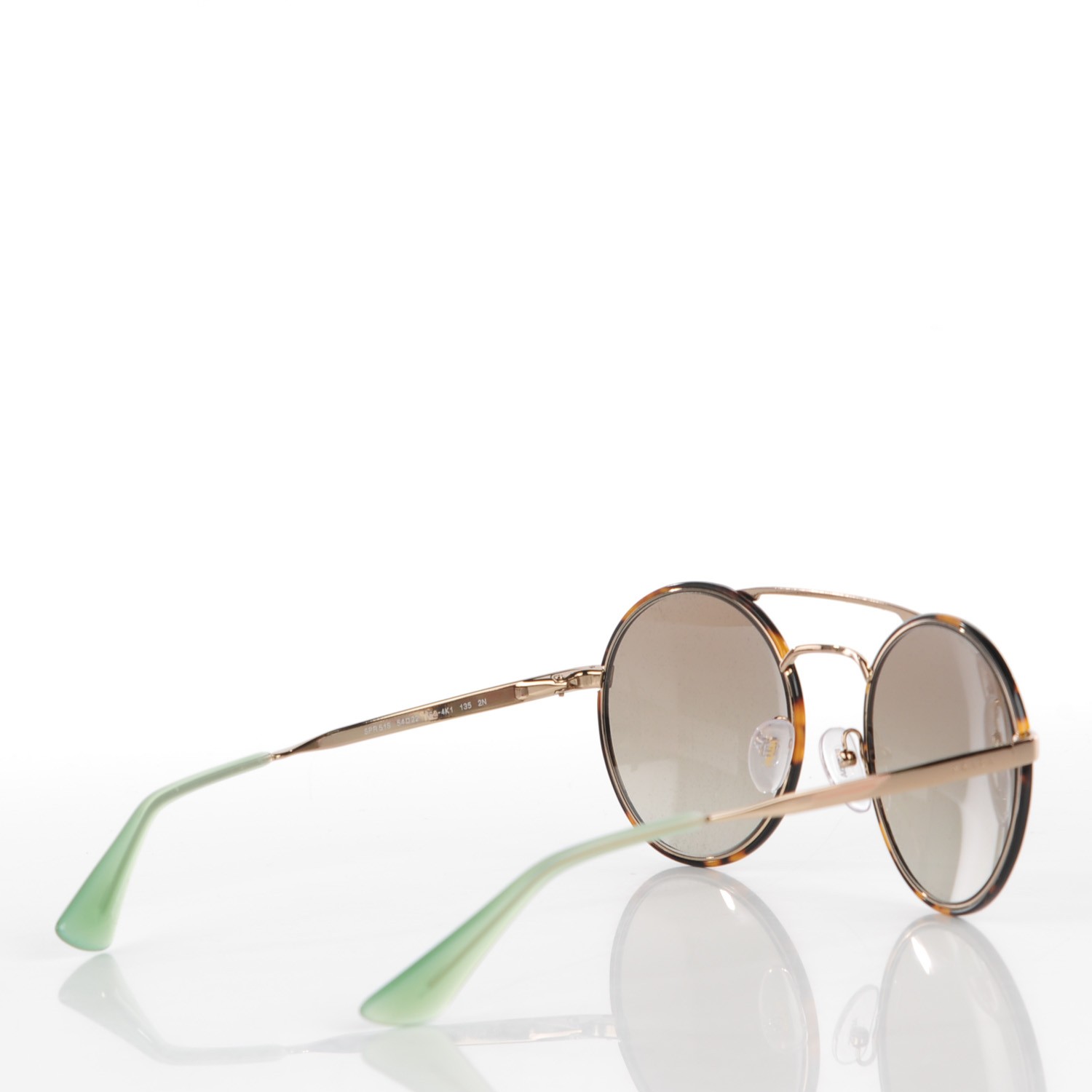 Prada Round Sunglasses Spr51s Tortoise Pale Gold 118108 