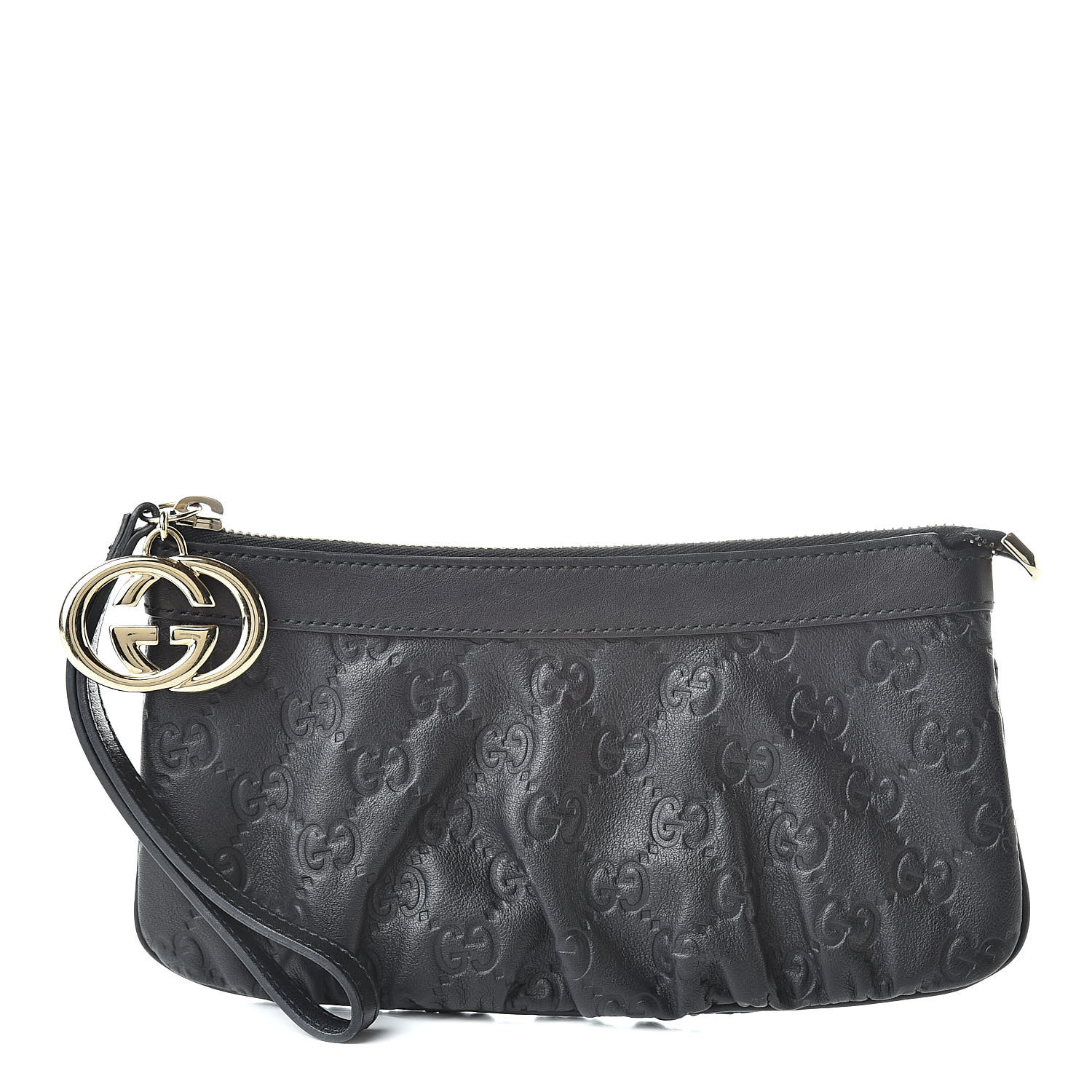 GUCCI Guccissima Interlocking G Wristlet Black 511307