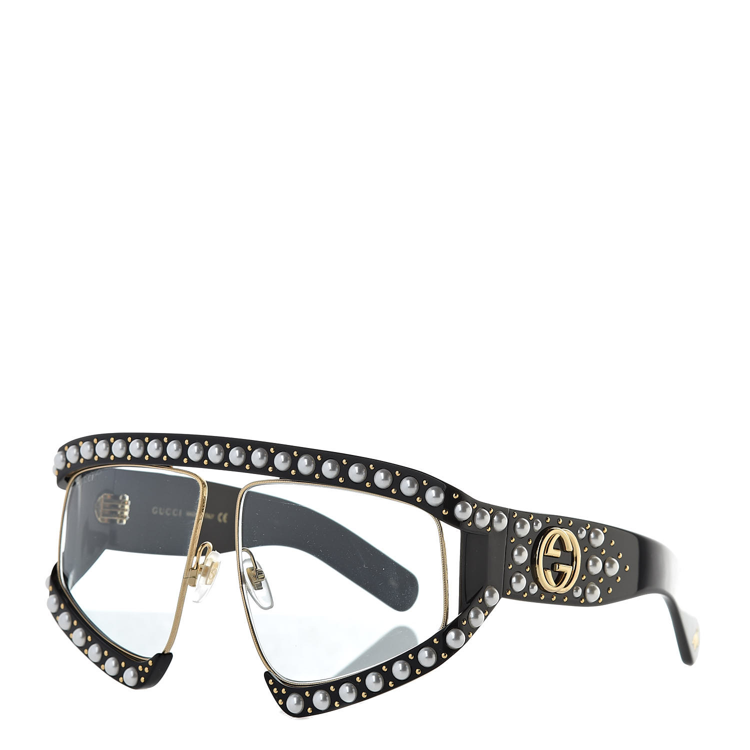 Gucci Acetate Pearl Rectangular Frame Sunglasses Gg0234s Black 511613 
