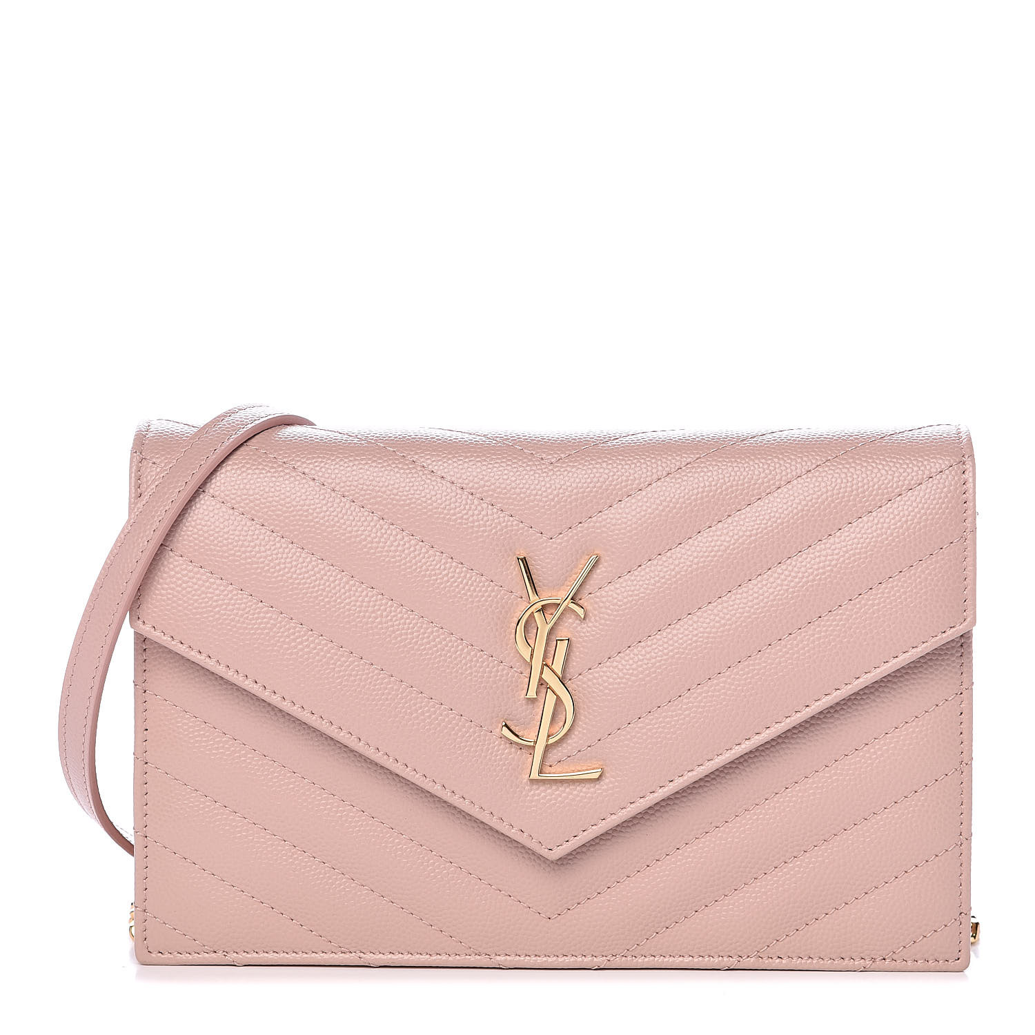 ysl wallet on chain pale pink