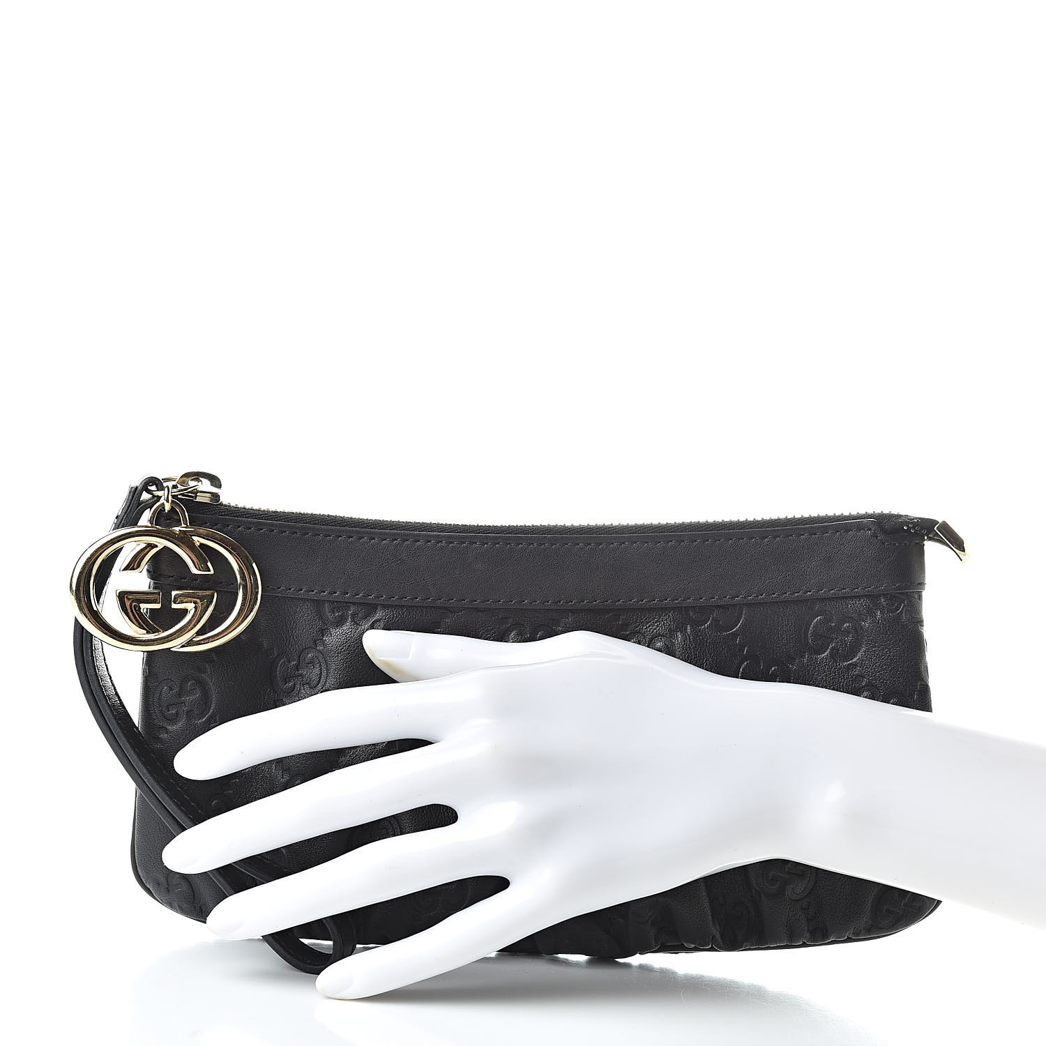 gucci black leather wristlet