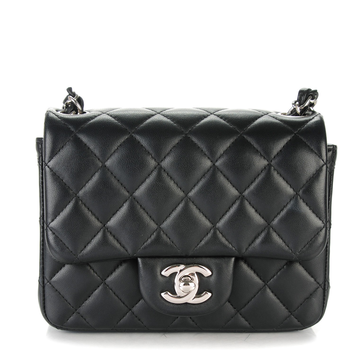 CHANEL Lambskin Quilted Mini Square Flap Black 150701
