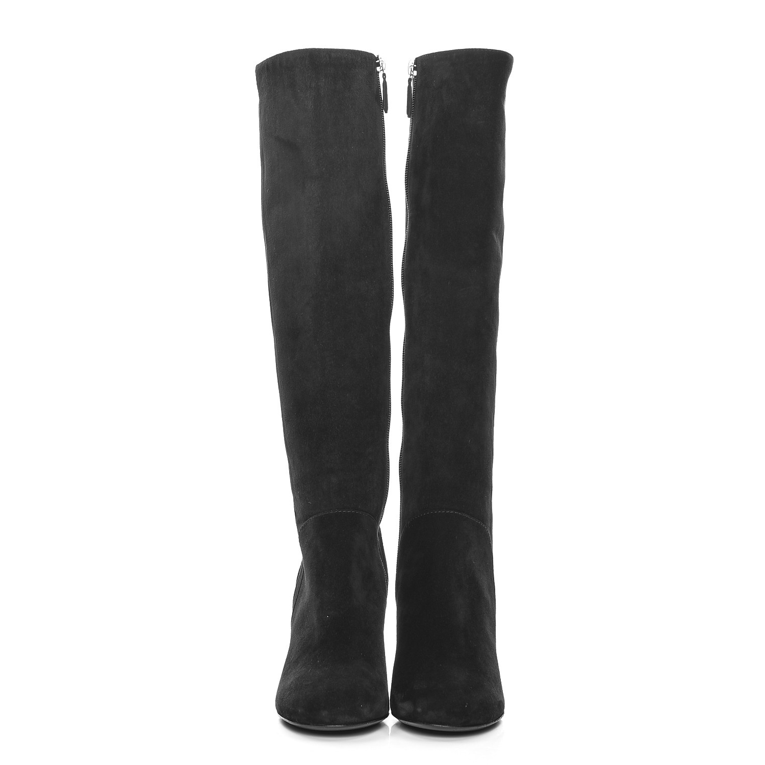 CHANEL Suede Calfskin High Boots 37.5 Black 225467