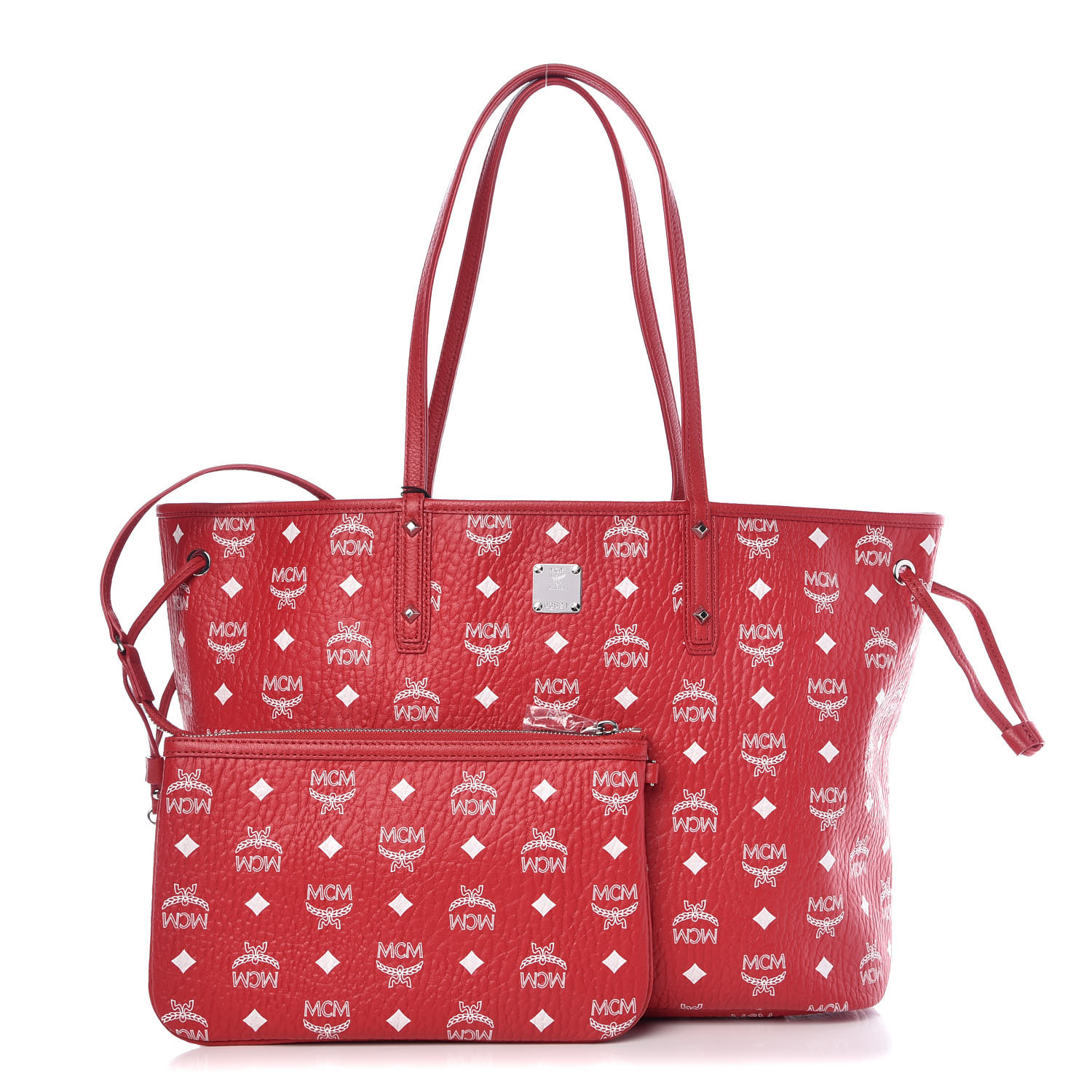 Red mcm tote discount bags