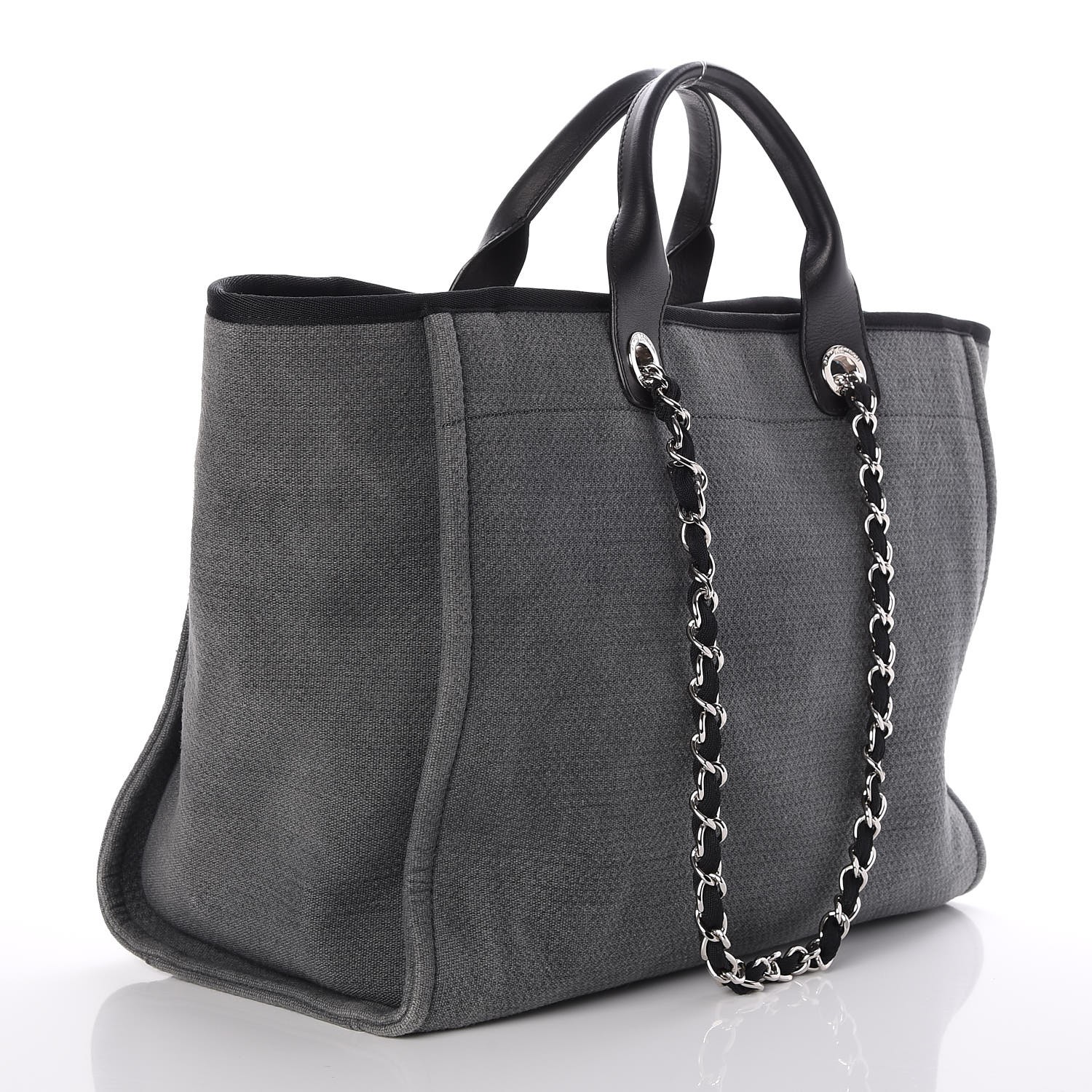 CHANEL Canvas Large Deauville Tote Grey 260905