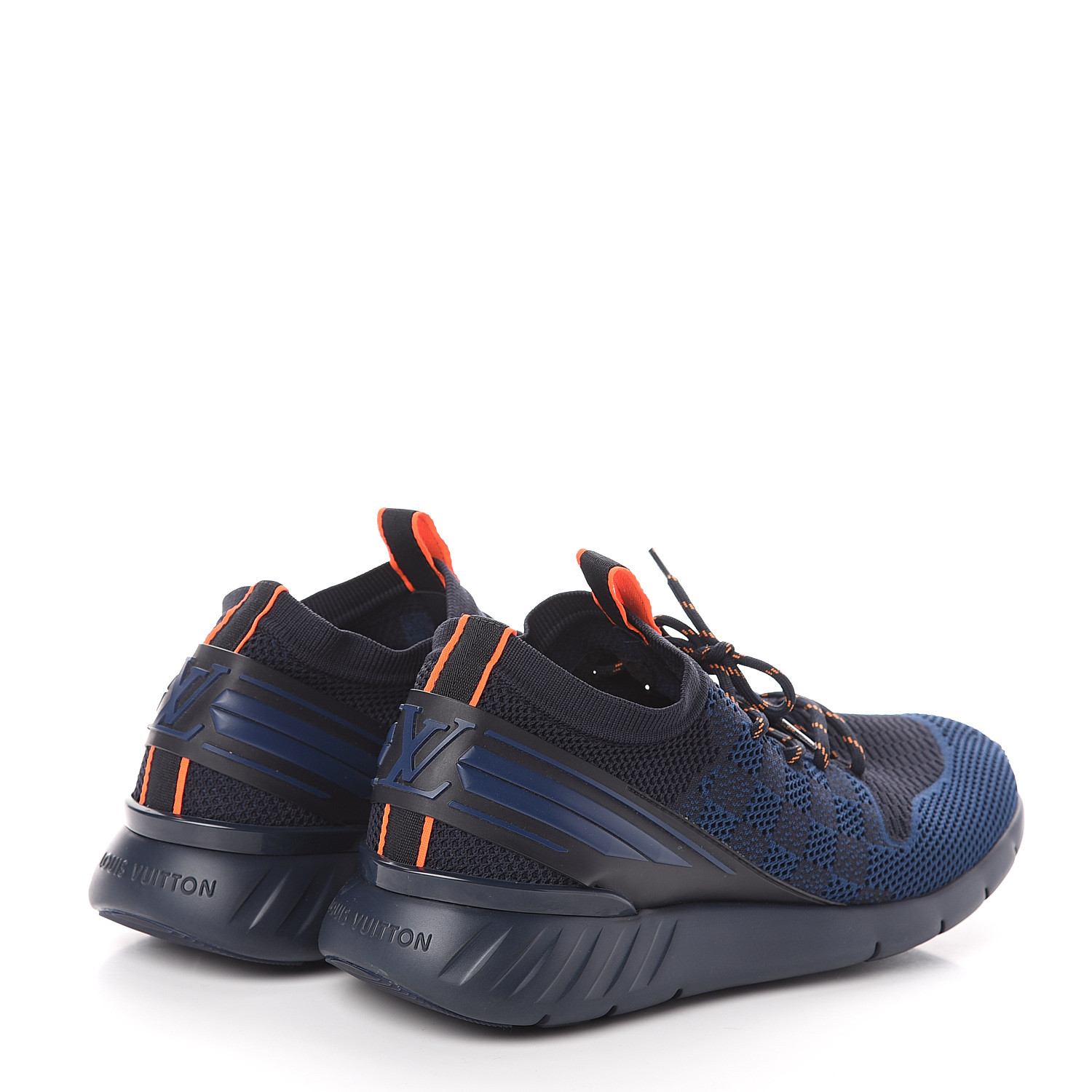 LOUIS VUITTON Knit Damier Fastlane Sneakers 8.5 Cobalt 572244