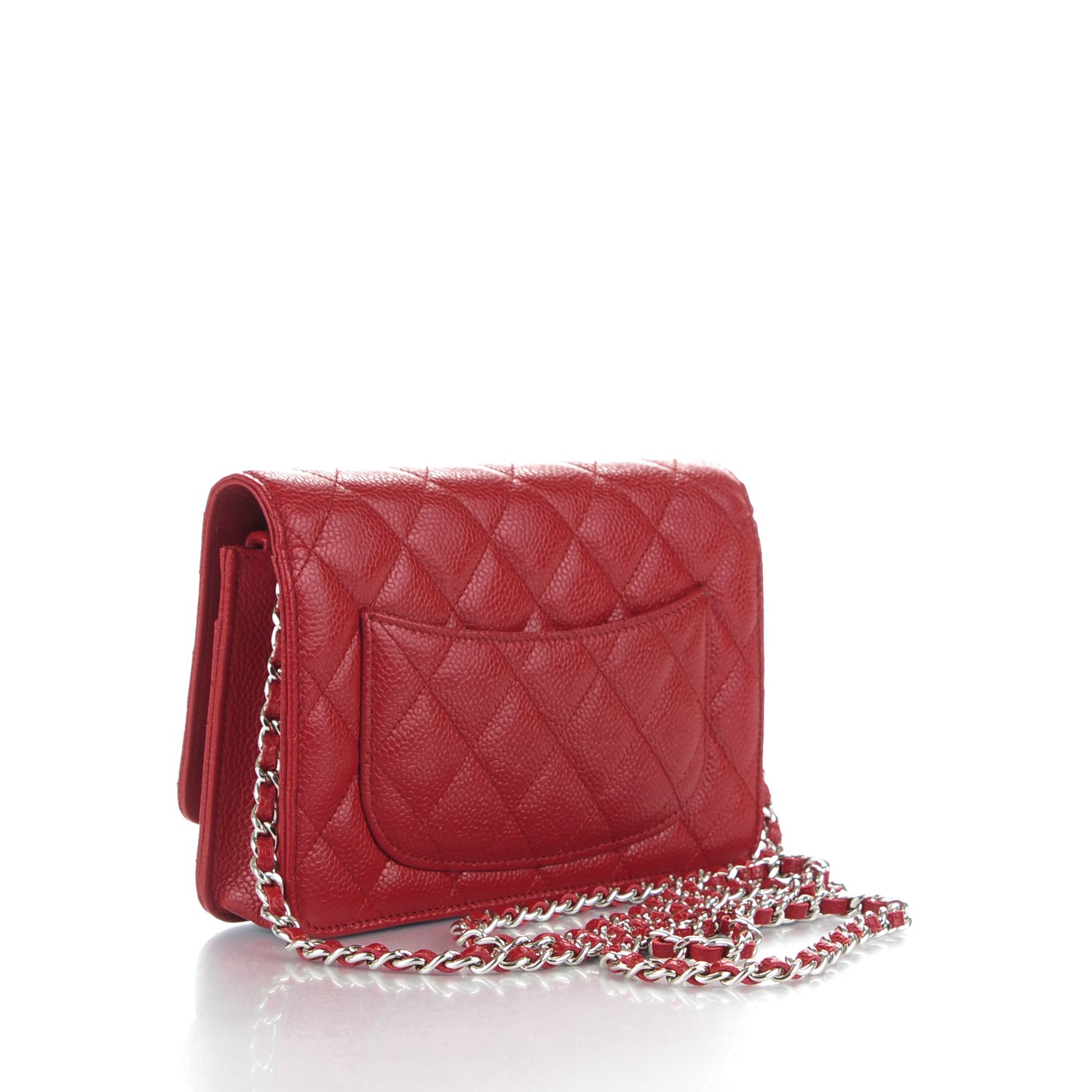 CHANEL Caviar Quilted Wallet On Chain WOC Dark Red 159128 | FASHIONPHILE