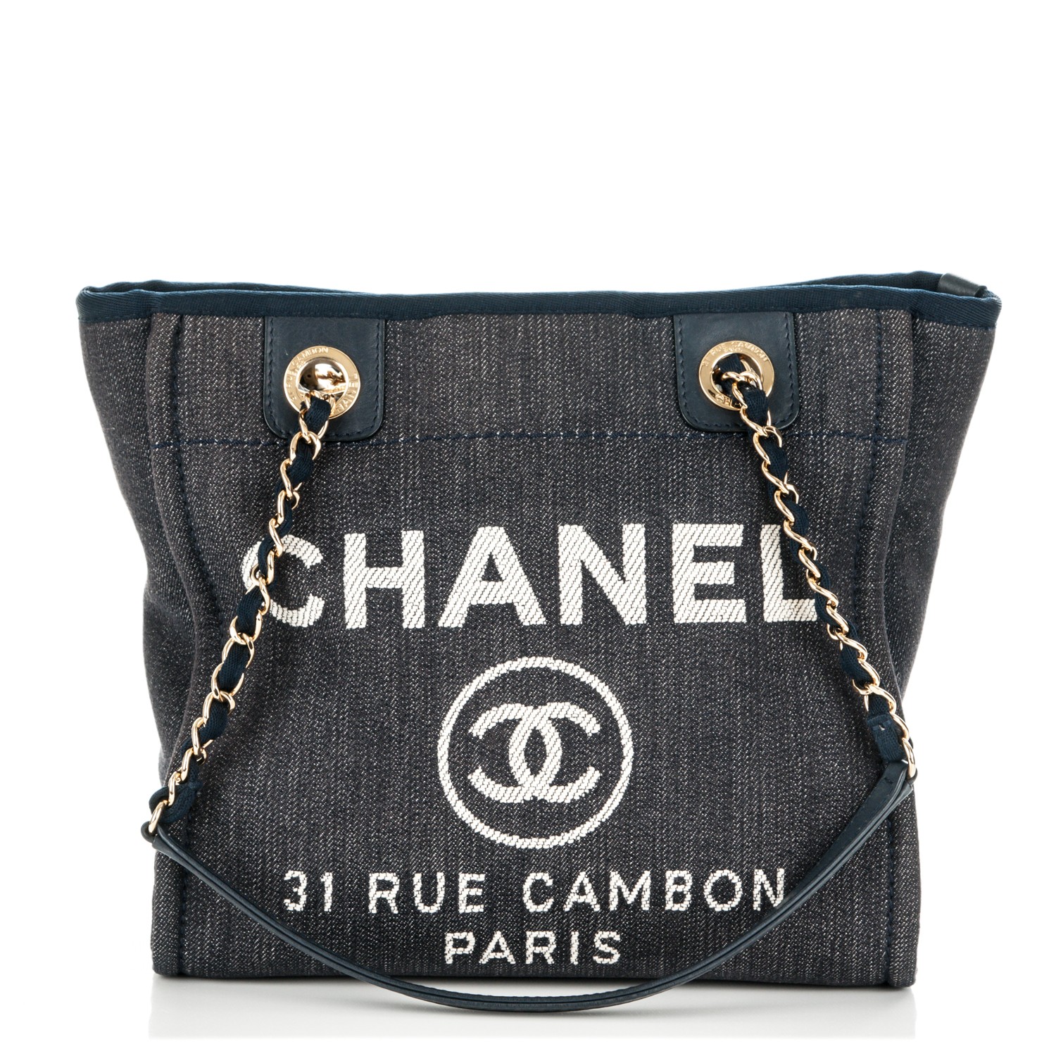 CHANEL Canvas Mini Deauville Tote Dark Blue 181818