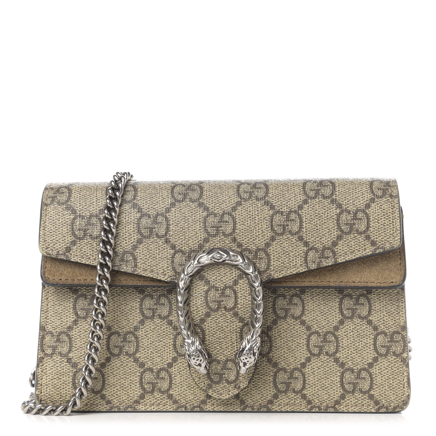 GUCCI GG Supreme Monogram Super Mini Dionysus Bag Taupe 604156