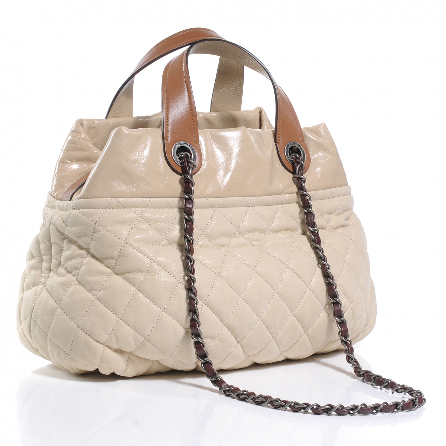 CHANEL Leather Large In The Mix Tote Beige 49487