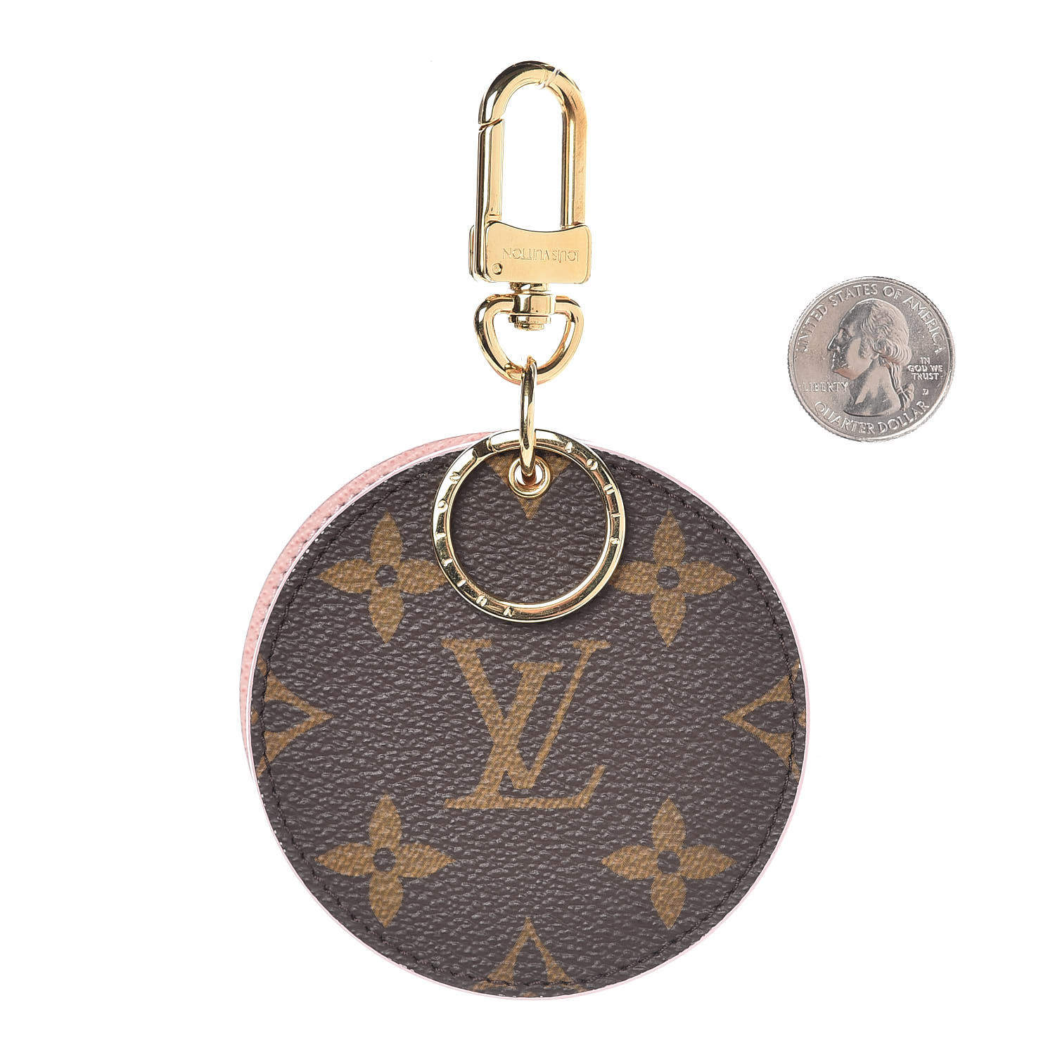 LOUIS VUITTON Monogram LV Mirror Bag Charm Key Holder Rose Ballerine ...