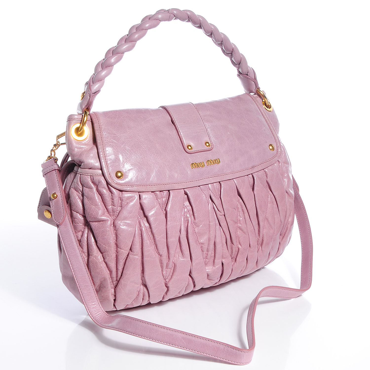 miu coffer matelassé nappa leather handbag