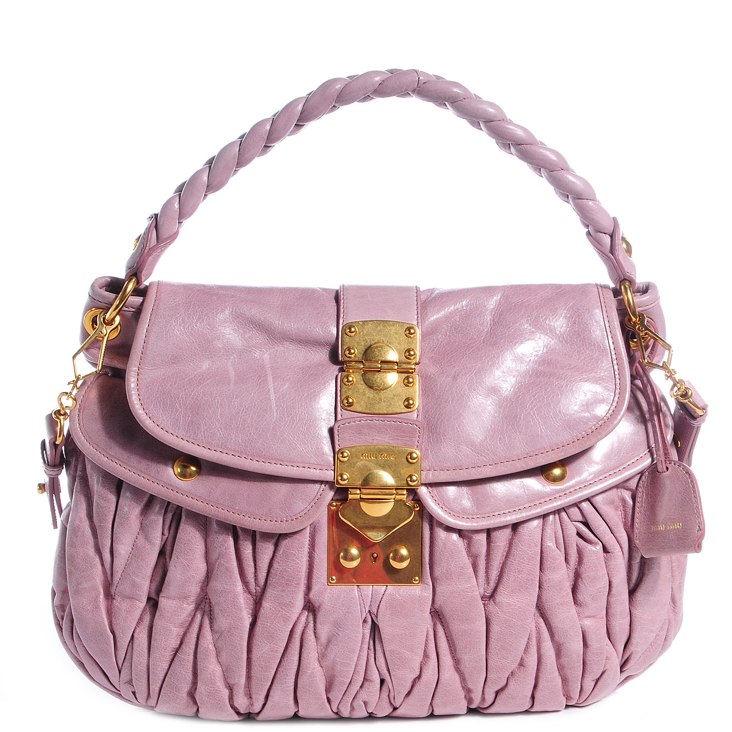 miu coffer matelassé nappa leather handbag