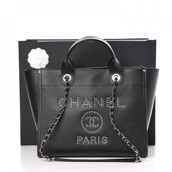 chanel caviar small studded deauville tote