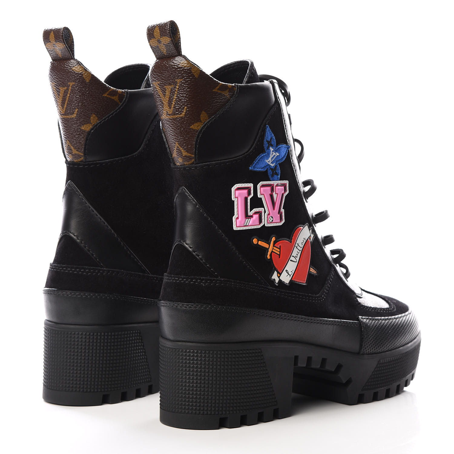 lv black heart platform desert boot