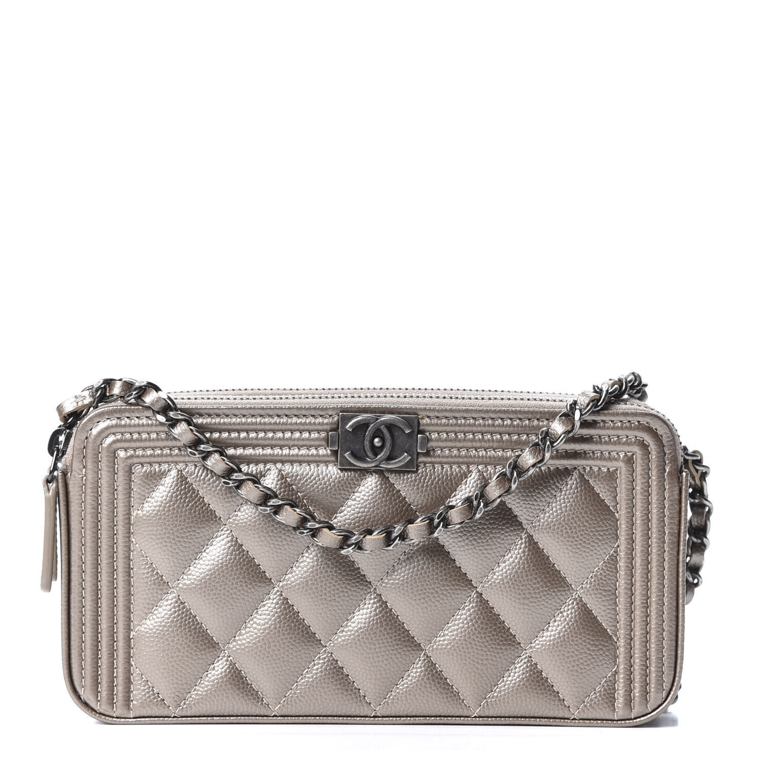 chanel boy bag silver chain