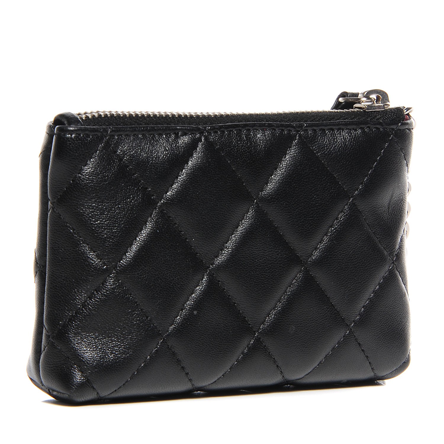 CHANEL Lambskin Quilted Key Holder Case Black 92398 | FASHIONPHILE