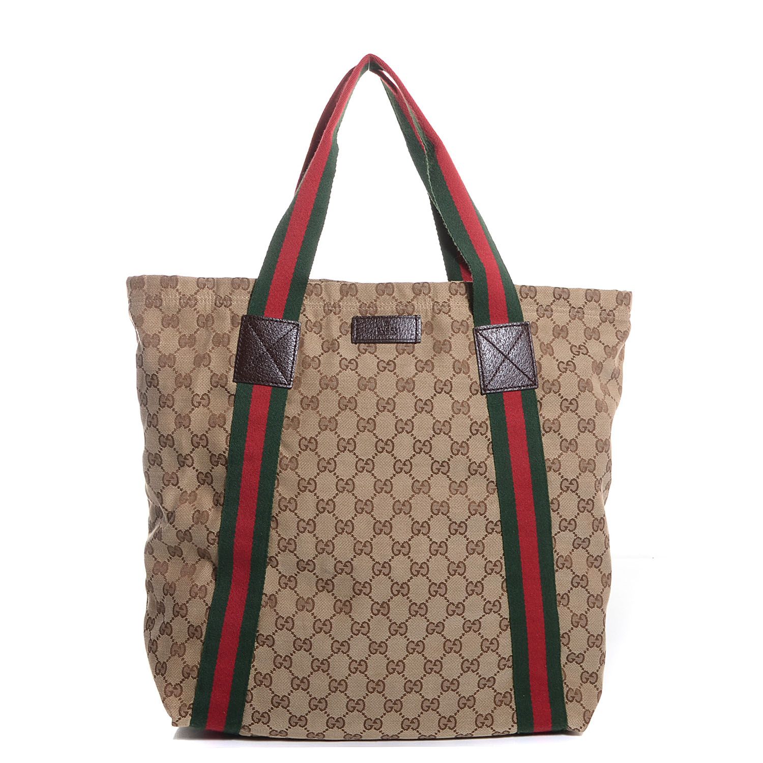 GUCCI Monogram Medium Web Tote Brown 87459 | FASHIONPHILE