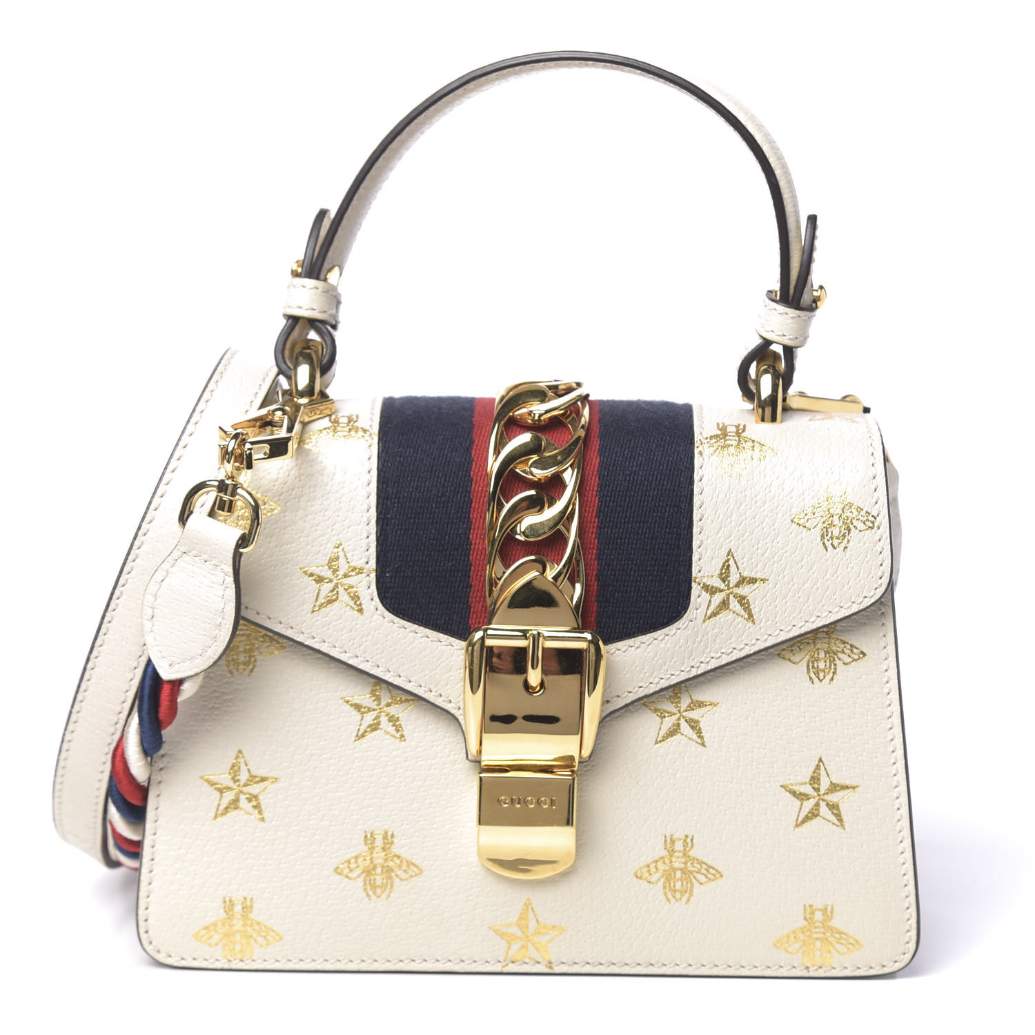 white gucci bee bag