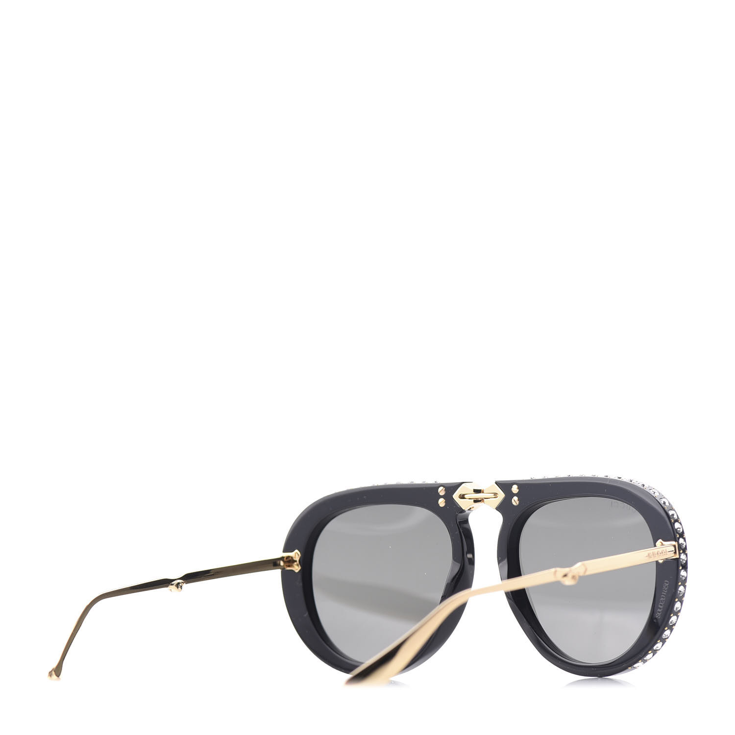 Gucci Acetate Crystal Foldable Aviator Sunglasses Gg0307s Black 627225 